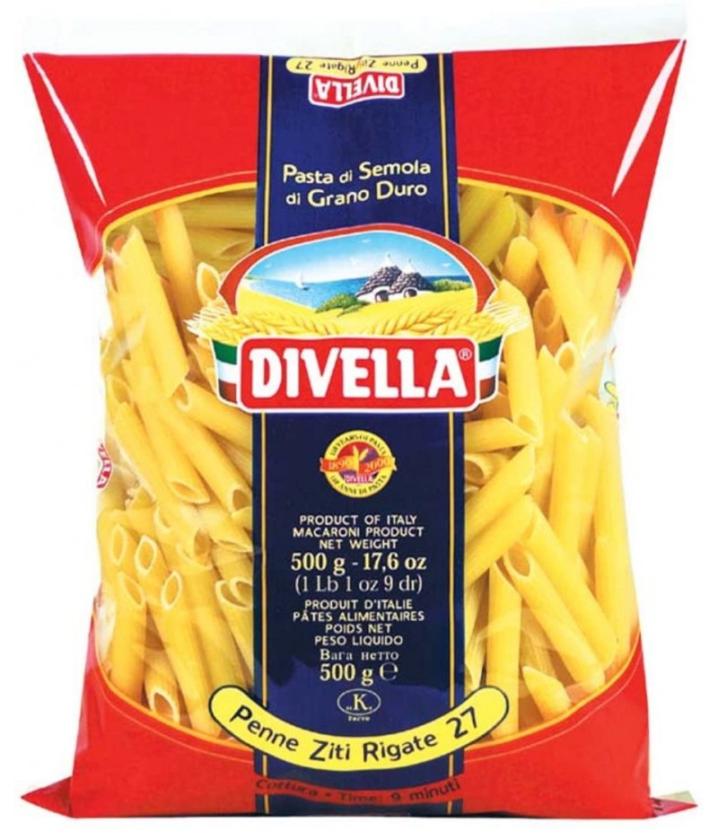 PASTA DI SEMOLA DIVELLA PENNA ZITA RIGATA  N 27  FORM 500GR 