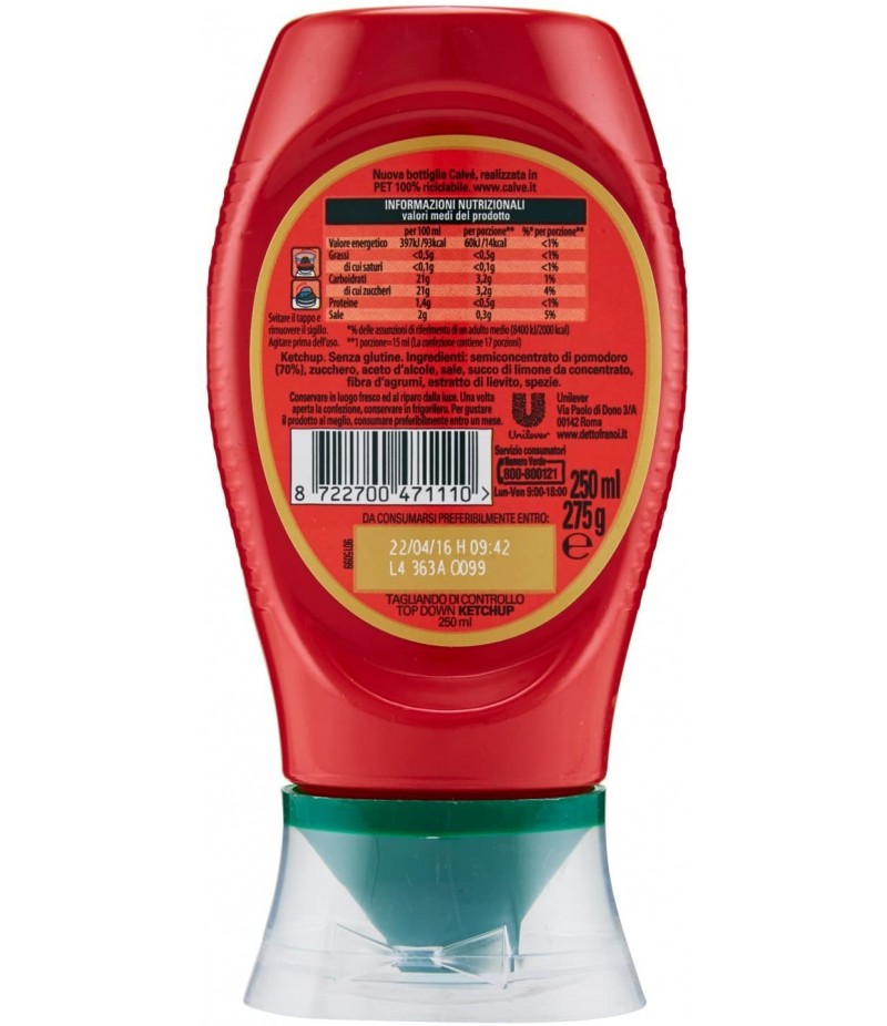 Ketchup CALVE' SQUEEZE 250 ML 