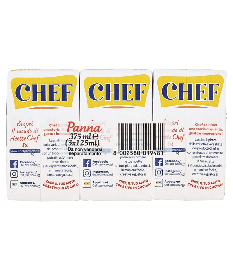 Chef Panna Cucina - Confezione da 3 x 125 ml