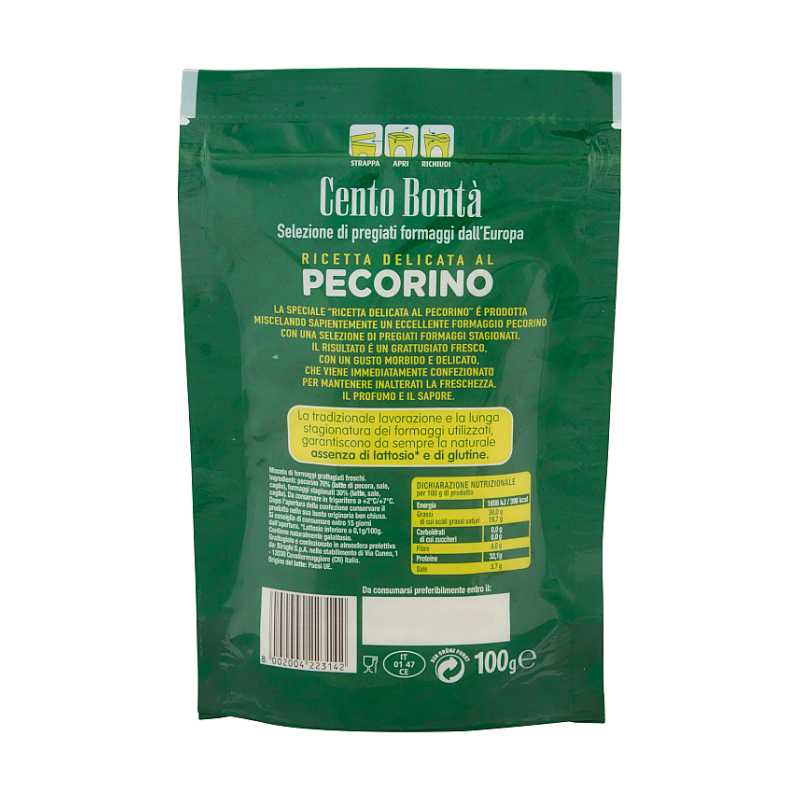 Pecorino Grattugiato Fresco 100 G Cento Bontà Ricetta Delicata