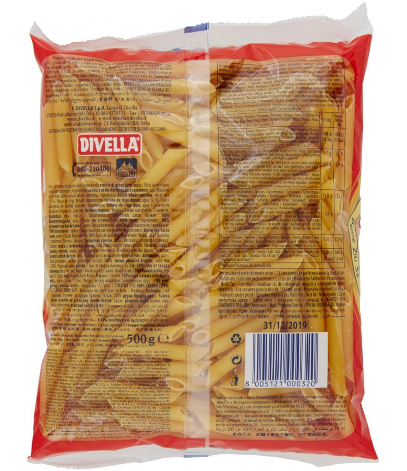 PASTA DI SEMOLA DIVELLA N 30 Form 500 GR 