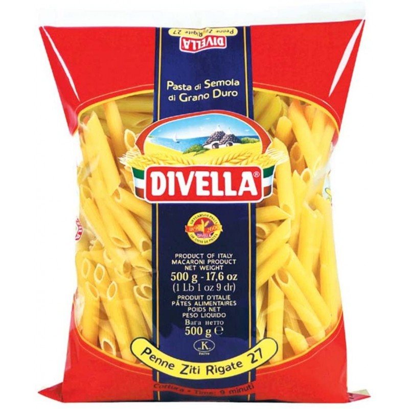 PASTA DI SEMOLA DIVELLA PENNA ZITA RIGATA  N 27  FORM 500GR 