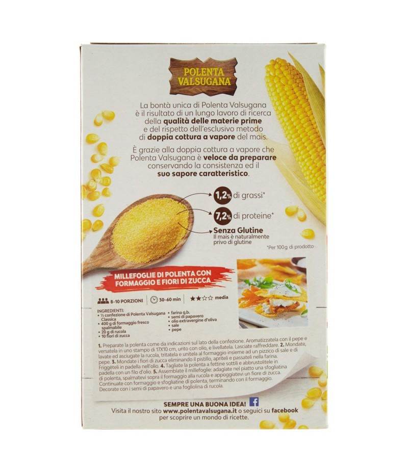 POLENTA VALSUGANA la classica 100% farina di mais pronta in  pochi minuti 375g