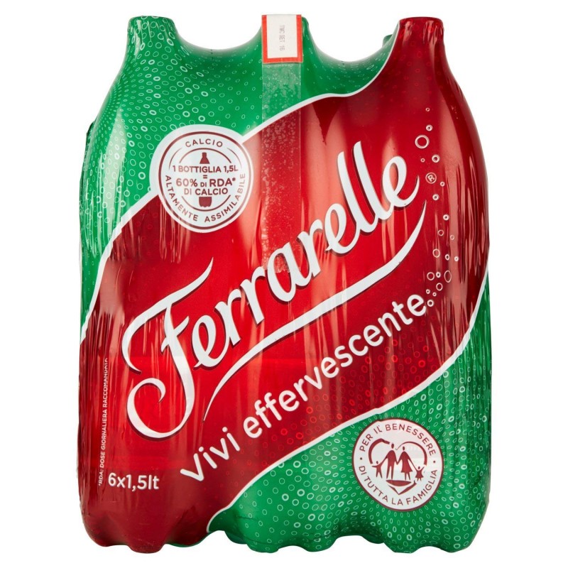 Ferrarelle Acqua Minerale Effervescente Naturale 1.5L (Confezione da 6) 